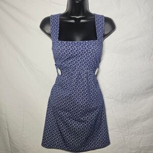 Vintage y2k Blue patterned whimsigoth babydoll mini dress